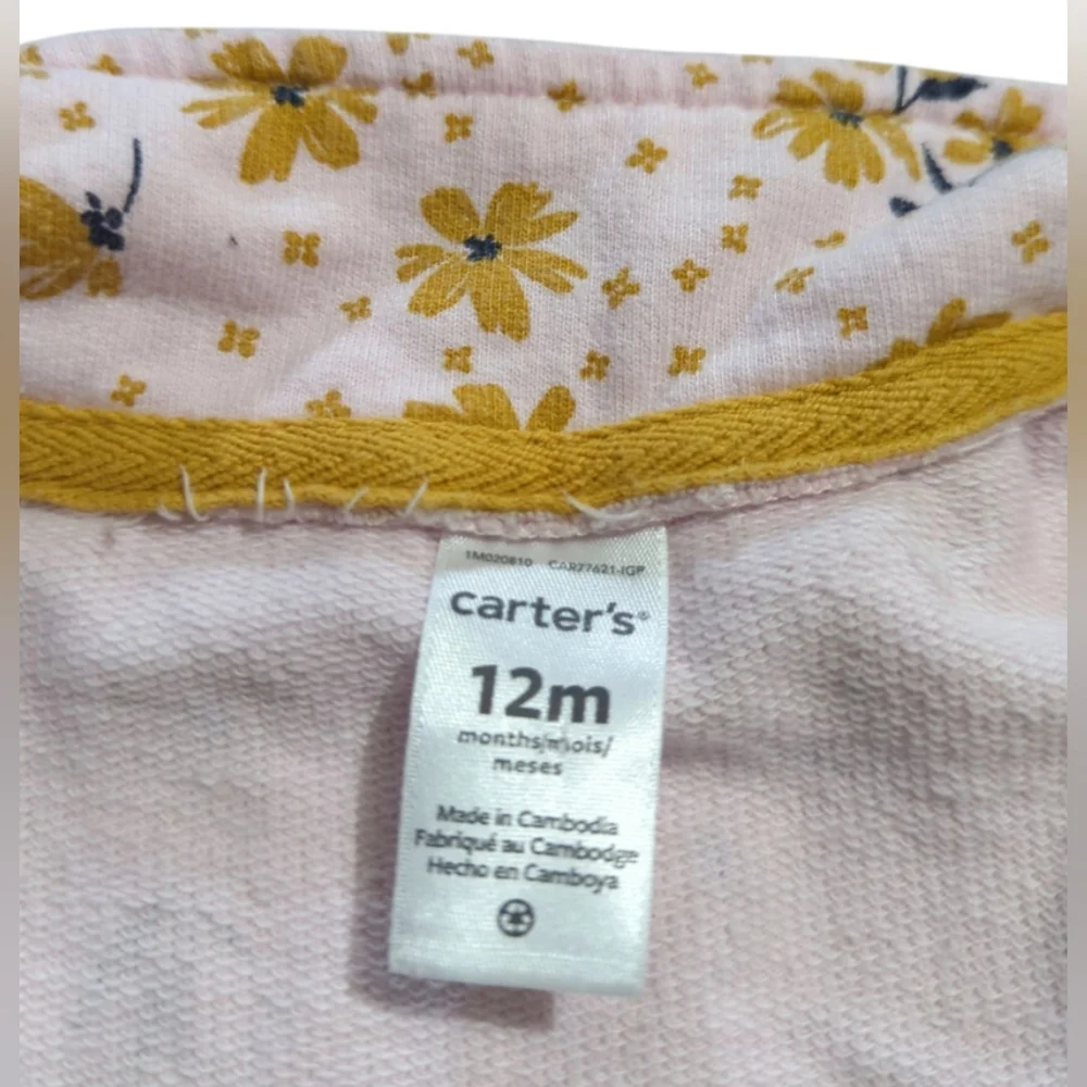 Carter's Floral Zip-Up Vest Size 12 Months.